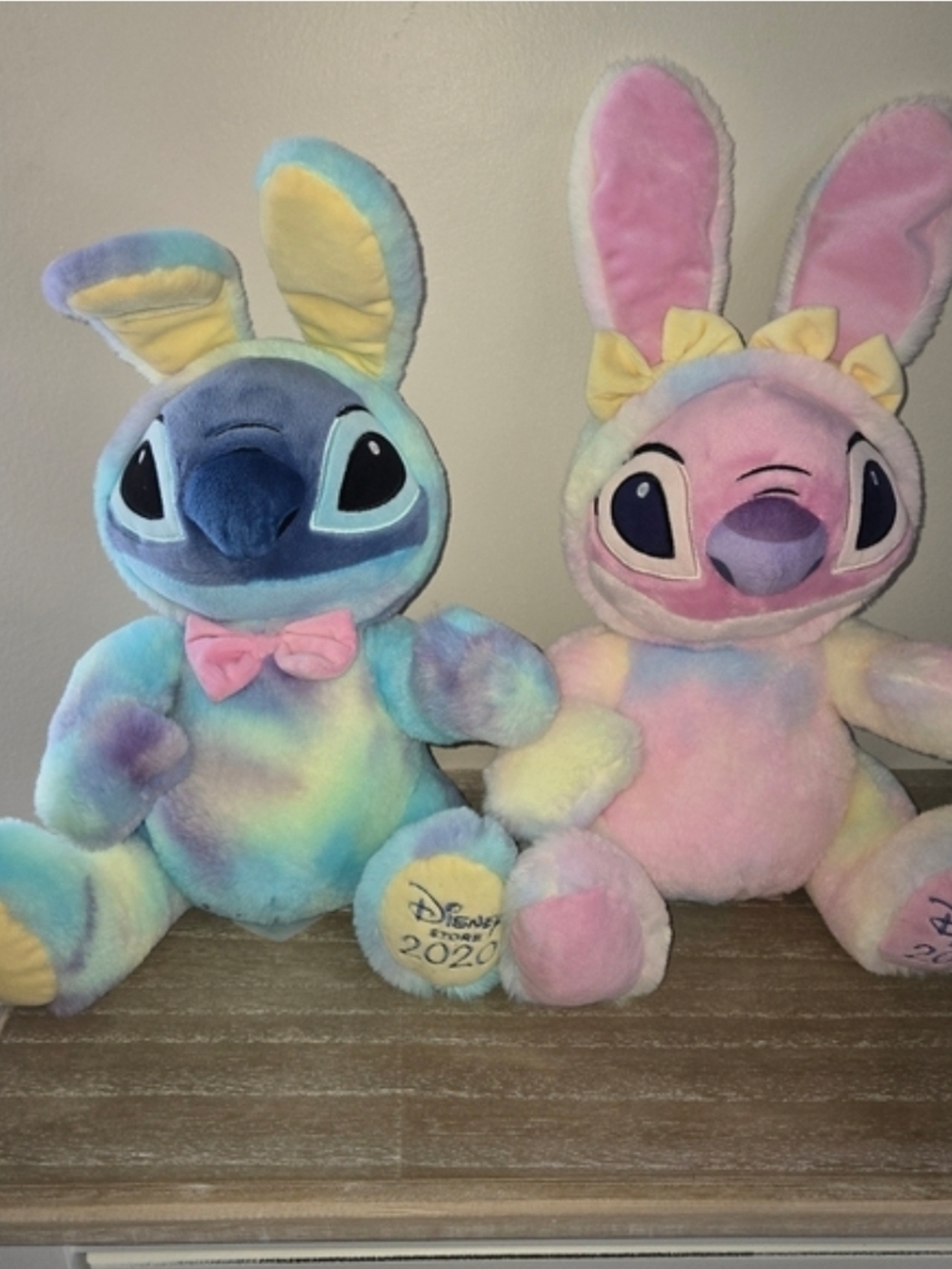 Disney Pastel Tie-Dye Stitch Bunny Plush Pair - 2020 Limited Edition